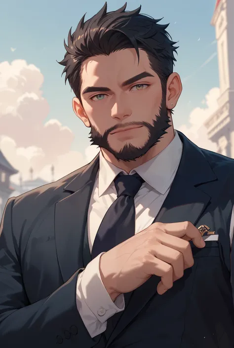 Anime man with black beard 