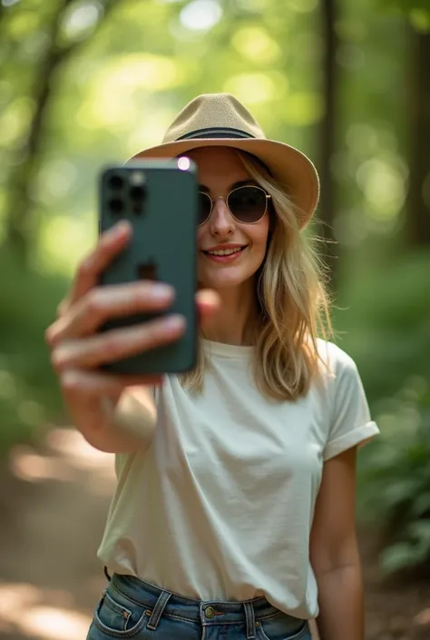 Give me an outdoors iPhone selfie portrait 