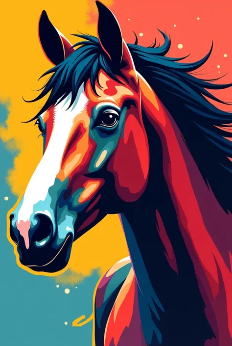 Pop art of horse head.  Bright colors 
