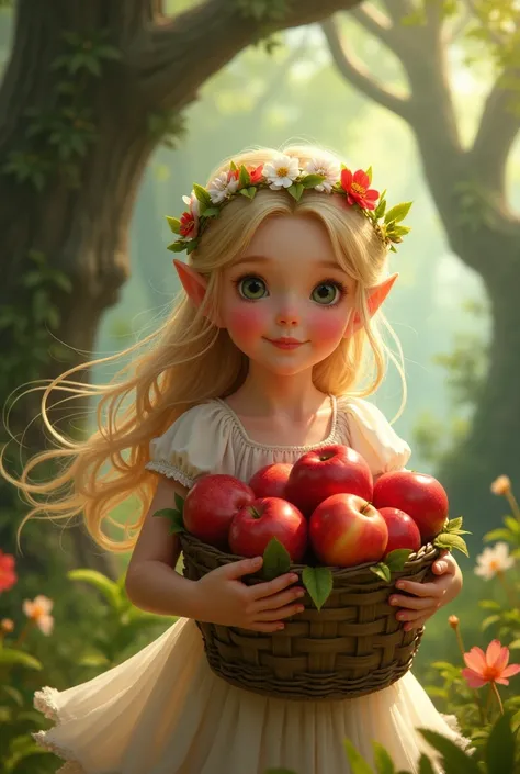 Generate an image for the fairy tale girl with apples