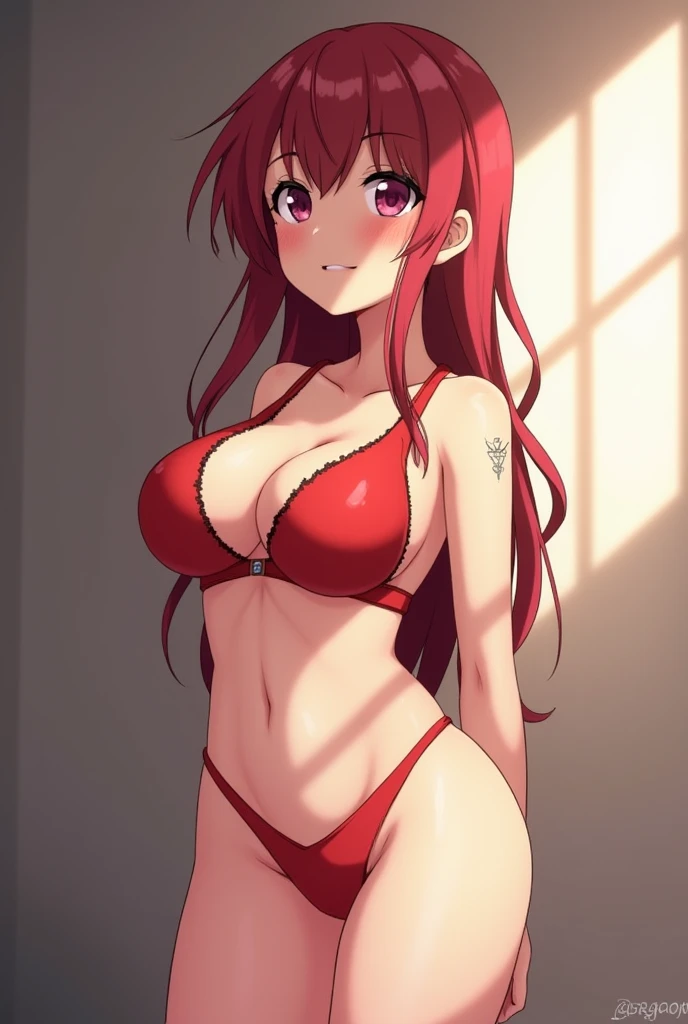 Show me a woman from an anime with big breasts and a big butt