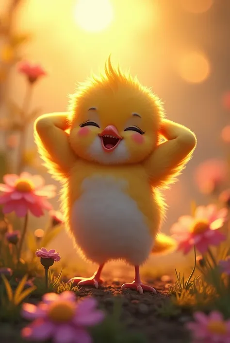 A mesmerizing close-up portrait of a gorgeous little bird illuminated by the soft, golden light of a tranquil morning, with vibrant bokeh balls gently framing its delicate form.masterpiece,best quality,ultra detail,1girl, ****,petite,Laugh happily,backgrou...