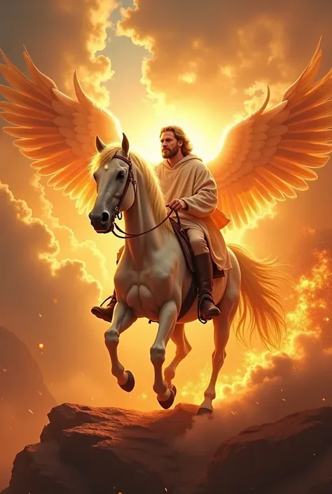 Put angels with fiery swords around this man with a horse