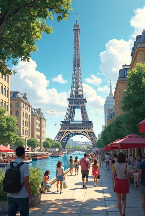 Les vacances à Paris la tour eiffel la cité des sciences le Louvre les bateau mojche