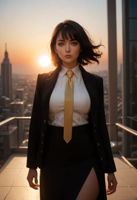 1girl, intricate detail, masterpiece, best quality, extremly detailed,cinematic lighting, beautiful detailed glow, finely detailed beautiful face and eyes, 8k, dark intense shadows, yellow eyes, medium hair, black hair, bangs, floating hair, black jacket, ...