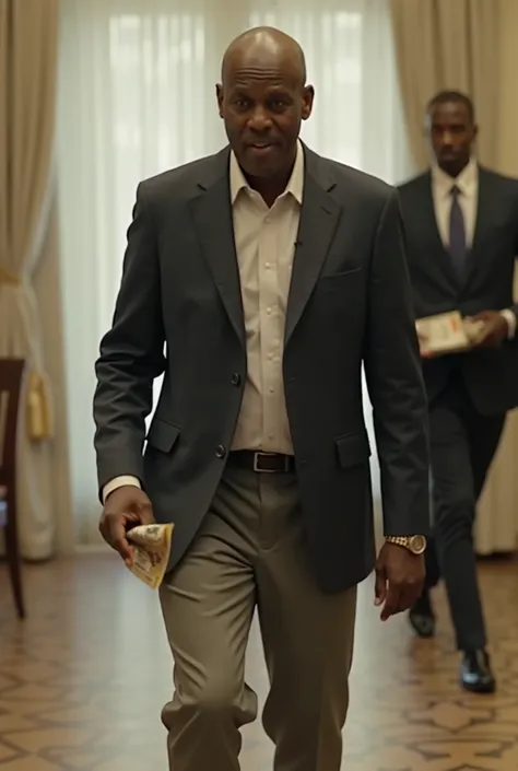 The president of Somalia eats food and keeps money and runs in a 10-second video