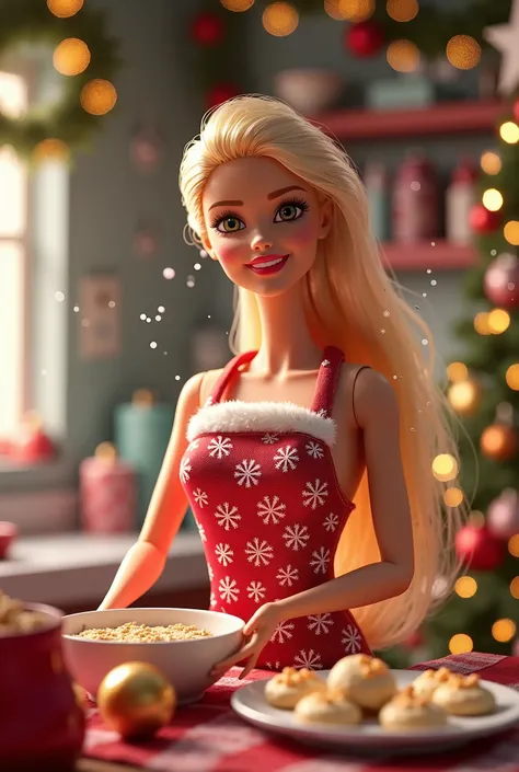 Barbie makes recipes in the kitchen for Christmas