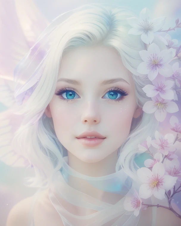 " A beautiful ethereal-looking fairy ,  with a sense of transparency that reflects the light of the beautiful ocean twinkling around her. His wings,  adorned with transparent feathers ,  seems to float delicately as it moves .  Her kind smile radiates warm...