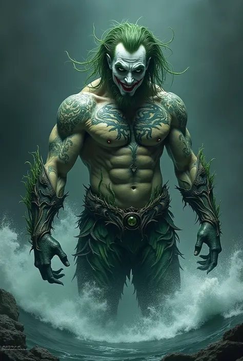 draw a majestic hybrid combination of Joker and aquaman 