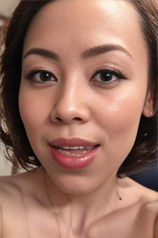 (a masterpiece portrait of a woman with ultra detailed features, in 8K resolution, with crisp quality and vibrant colors)、40 year old mature woman、Facial wrinkles:1.4、( shot from the front :1.4)、(Front View:1.4)、((( viewers:1.8)))、 glossy red lipstick , Se...