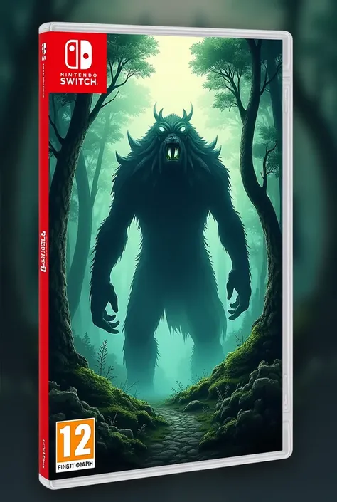 Une boîte de jeu switch contenant un jeu switch avec limage dune forêt et un monstre au fond