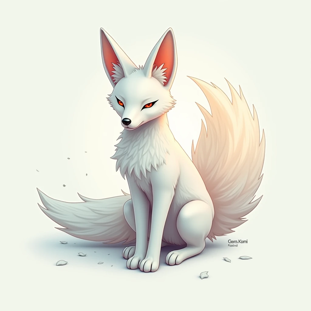 Cyber Kitsune, cute minimalism logo with name kitakumi in it, natural touch