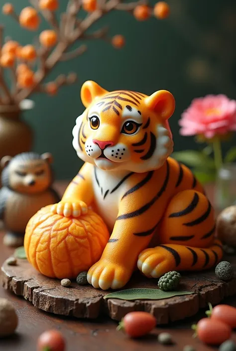 A tiger in the shape of a morangji-mochi