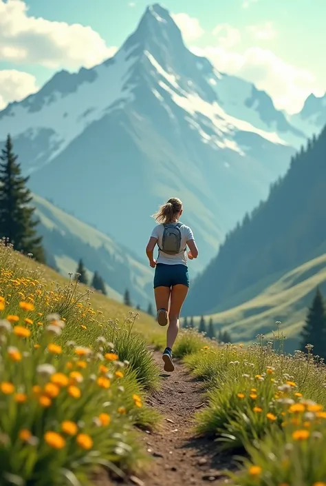 That person in the photo running in a beautiful landscape 