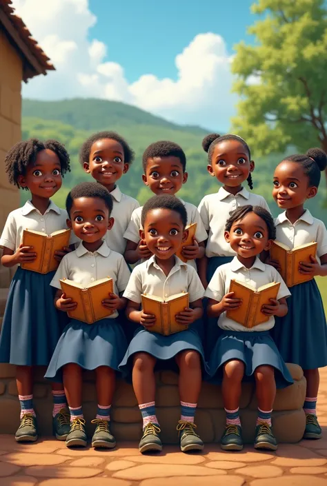 African school ren in Zambian uniform 
