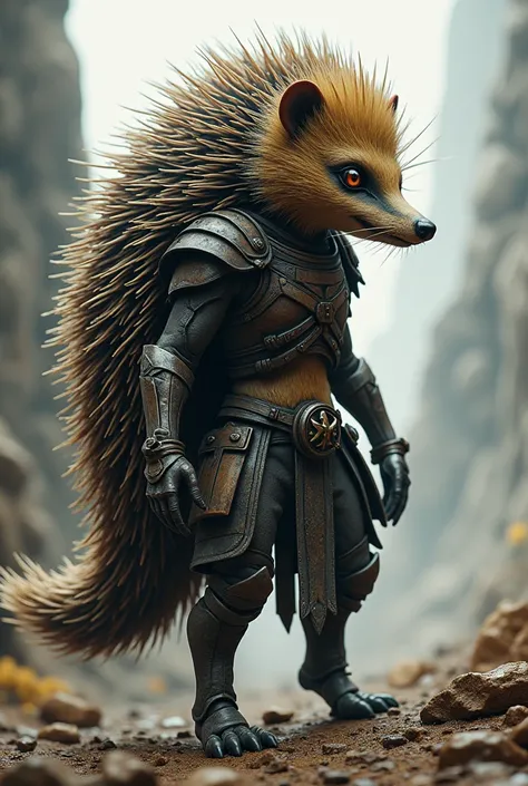 Sexy female humanoid warrior hedgehog.
