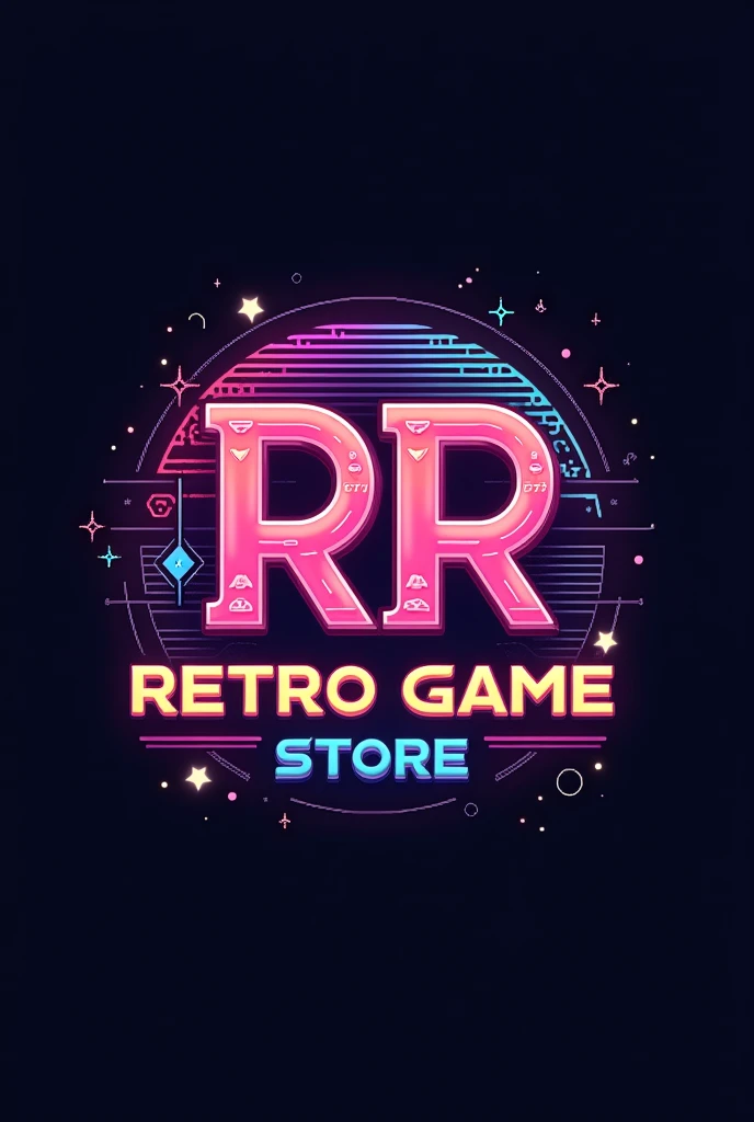 RR retro game Store make a logo with that name 
