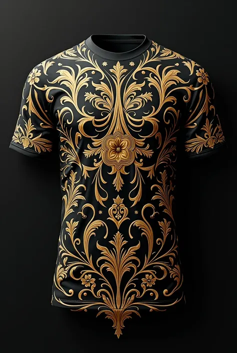 Baroque design for t shirt with hidden details in black and gold