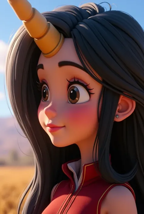 a close up of a cartoon character with a very long hair, a picture by Pixar, trending on cg society, conceptual art, frame from pixar movie, animated movie scene, dreamworks animated bjork, animated film, pixar movie screenshot, unicorn from the tusk movie...