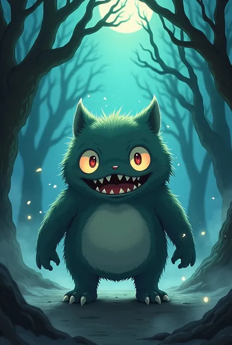 Create an iconic little spooky monster in anime