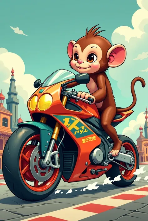 Petit Singe sur une moto avec écrit AGOUGAGAK