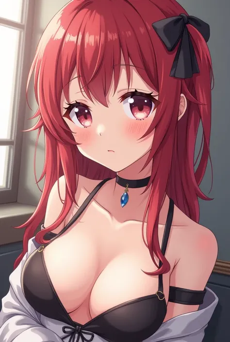 Make me a picture of a very sexy anime girl who does not wear any clothes and has a medium size chest and her vagina is visible to the public