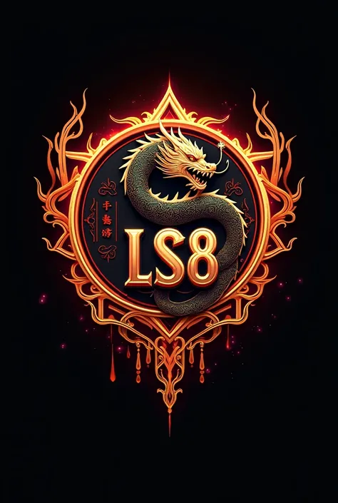 Design a striking and dynamic logo for the alliance ‘Lucky Strikes (LS8)’ in an online war strategy game, combining themes of Eastern mythology, legendary battles, and unity. The focal point should be an intricately detailed oriental dragon, coiled in a po...