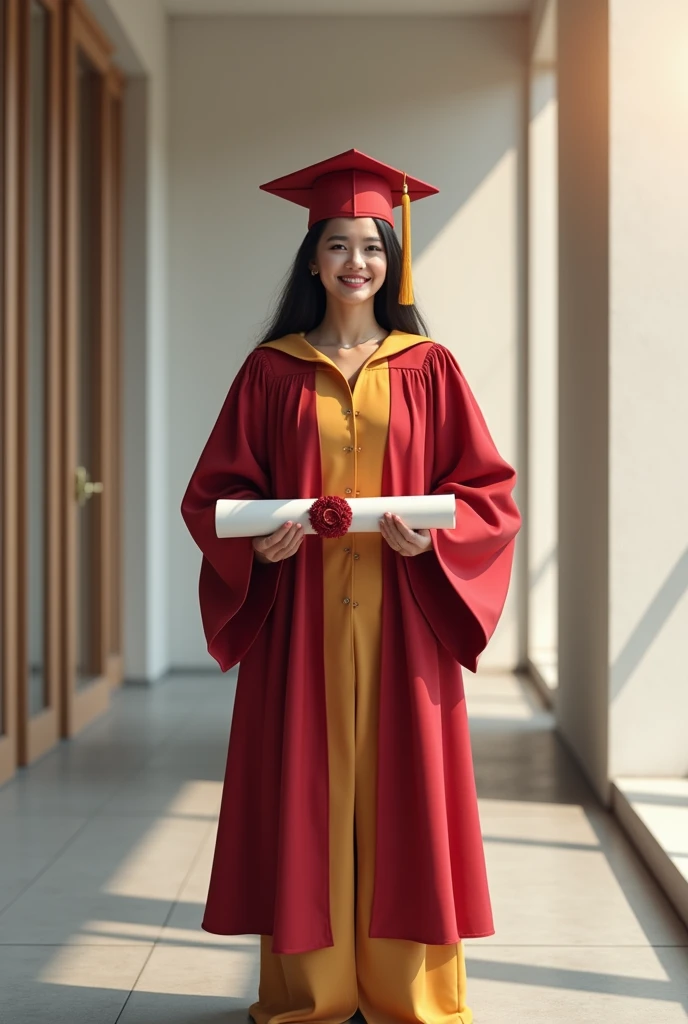 Its me in my graduation gown holding the diploma