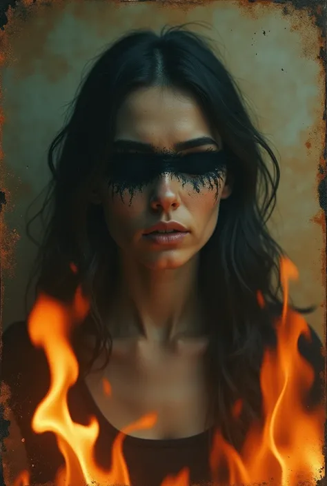 The burning photo of a woman with her eyes crossed out 