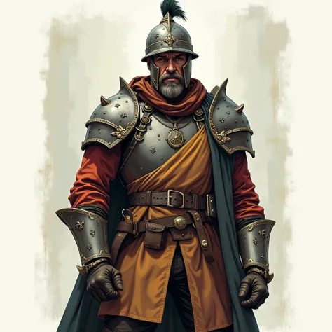 Art Line、Man with a medieval helmet、 covers、fashionable, medieval