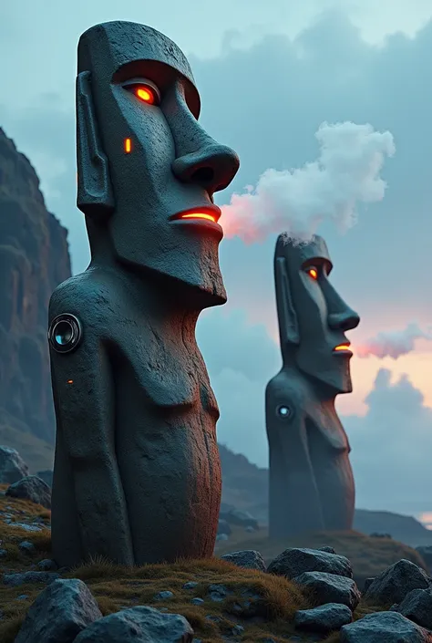 Futurist moai vaping