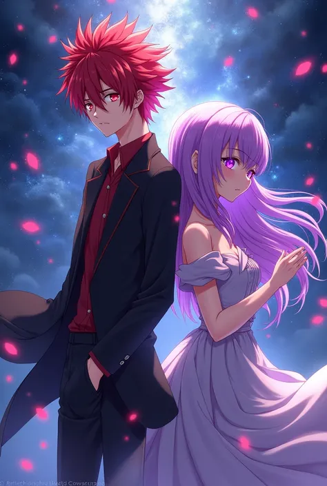 karma akabane aux cheveux et aux yeux rouges du manga assassination classroom et la star aux yeux violet et avec des étoiles et des cheveux violets ai hoshino du manga oshi no ko