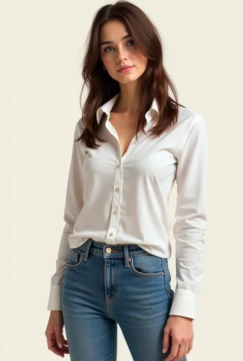 Create one with the following information:
Hair slightly longer than the shoulder , Replicated ,  brown and smooth
Fassa my full-body character with a very thin waist
-chest  +in this/ legs
Put on a tight white shirt and jeans 
Italian nose
Blanca
Inverted...