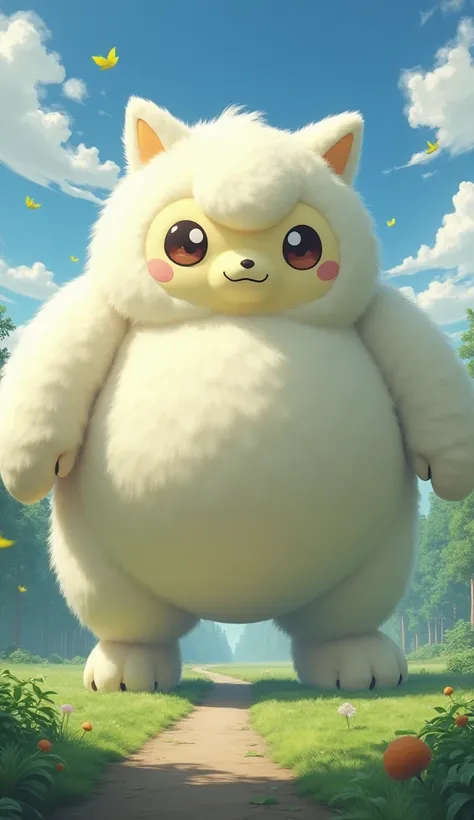 Make me a realistic photo of the Pokémon named Pummeluff as a Big Boy