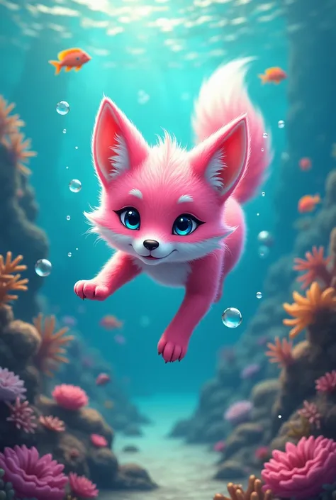 Pink Fox ín the sea