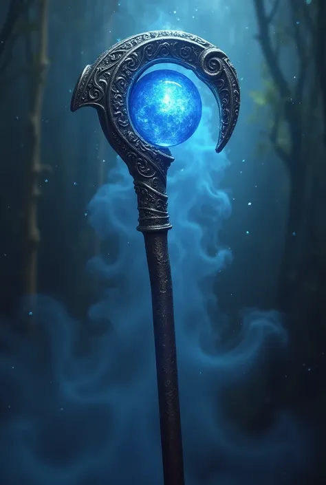 An image of a Mystical Artifact looking like a cane containing a powerful blue stone emanating power