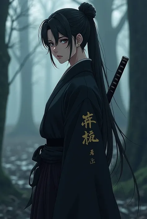  She is a samurai ,  a very powerful samurai ,  the most powerful of all time ,  her name is Shadutsu ,  he doesnt usually wear samurai armor ,  but a black robe with his name embroidered on a sleeve in Japanese language ,  has long hair but is tied in a l...