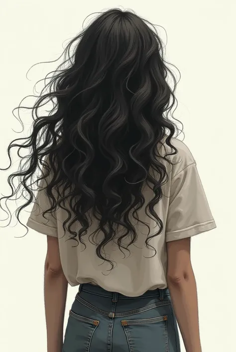 Back view of a female student with long curly hair that looks like a croquis