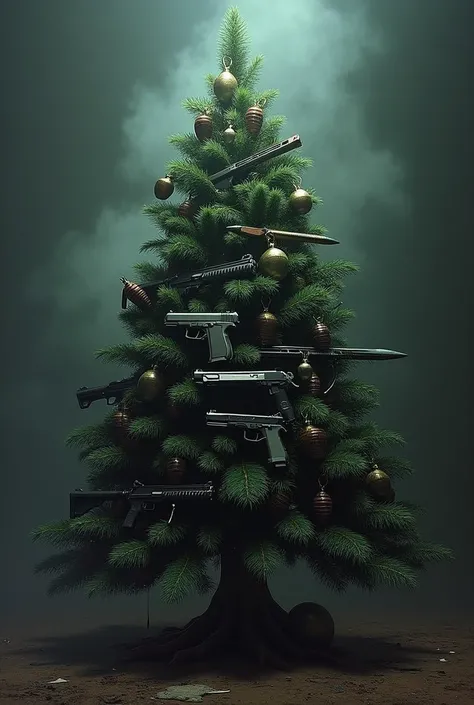 Christmas tree containing grenades, pistols , knives 