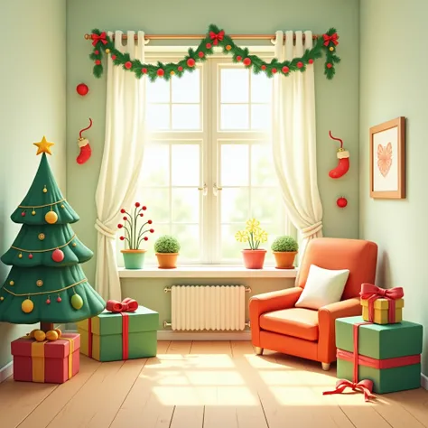 christmas background home 4k picture cartoonish square with green and off white colour dont make it simple