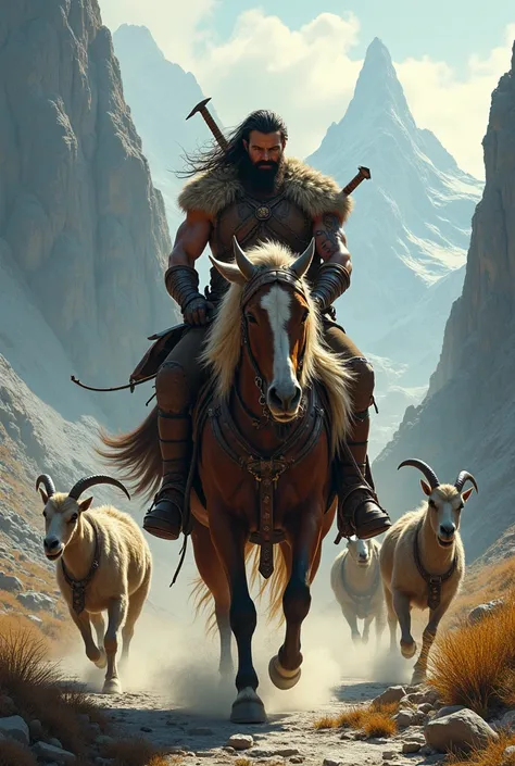 Goat, Warrior, Man, Horse Riding