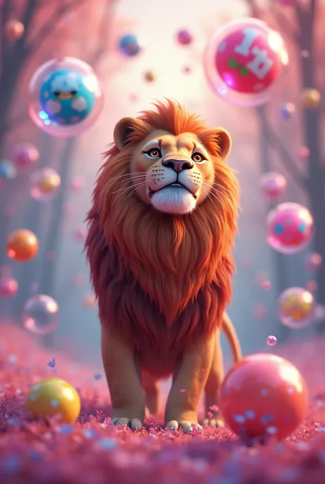 Lion with lots of bubbles filled with TikTok gifts 