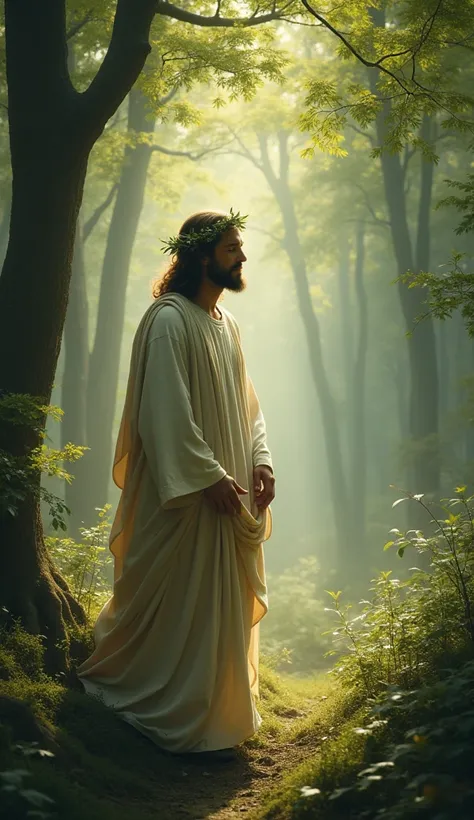 Jesus Christ near a forest