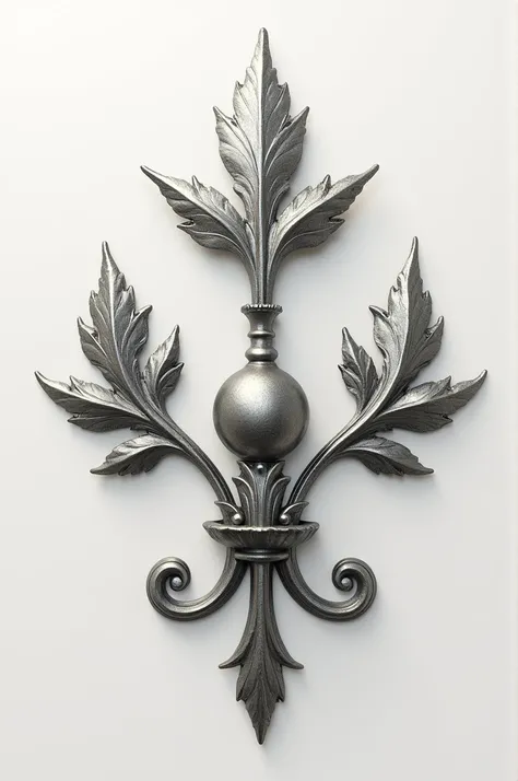 Coat of arms with three silver leaves in PAL with a silver fountain in the center 