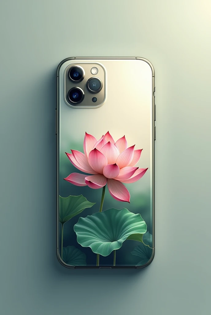  Create a real image of a phone case, in which you include a lotus flower 