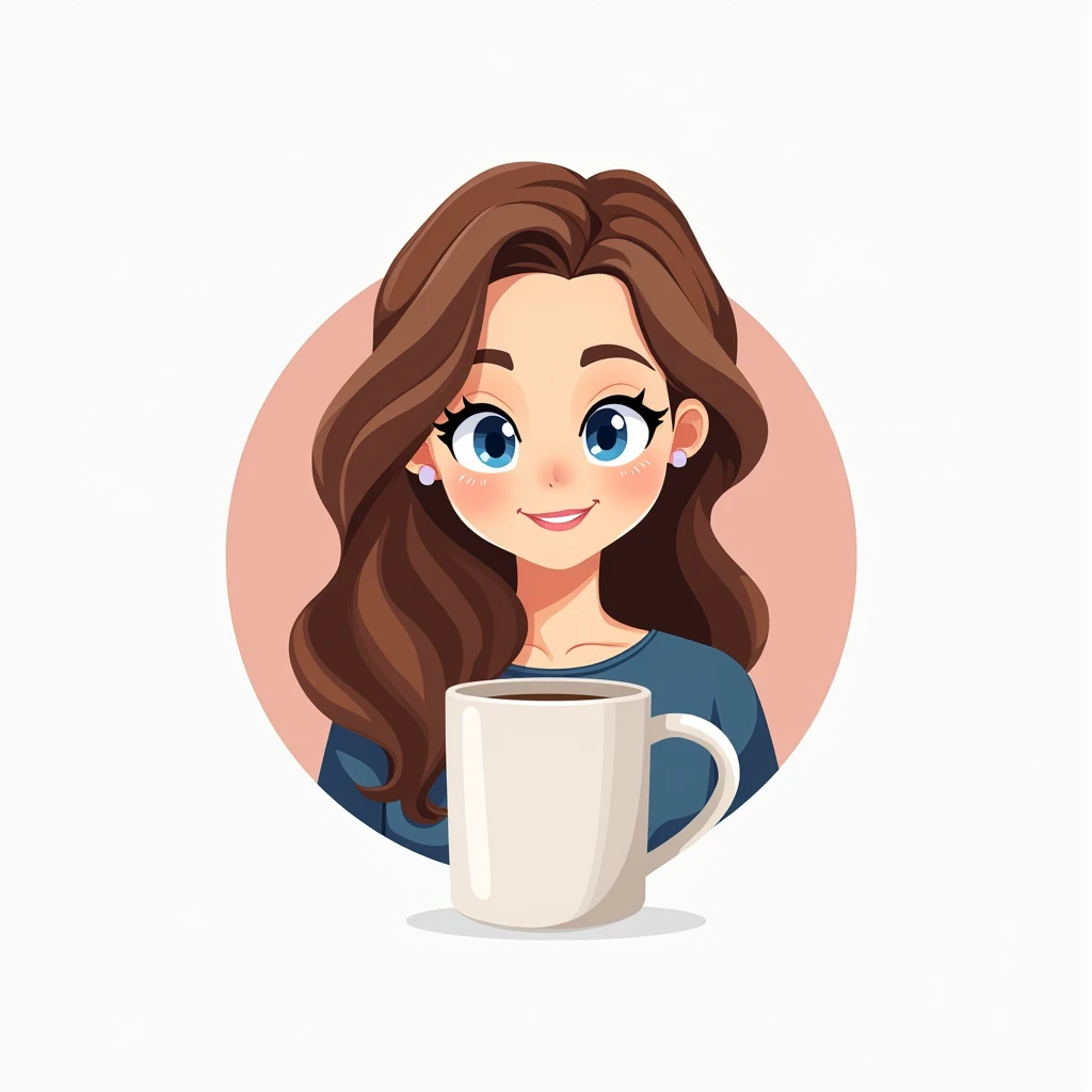 My personalization store logo , EduBiju Creations, It must include at least one agenda without fail, a mug,  the word personalized and an avatar that looks like me, half body,  long curly light brown hair ,  fair skin , rounded face and blue eyes ,  the av...