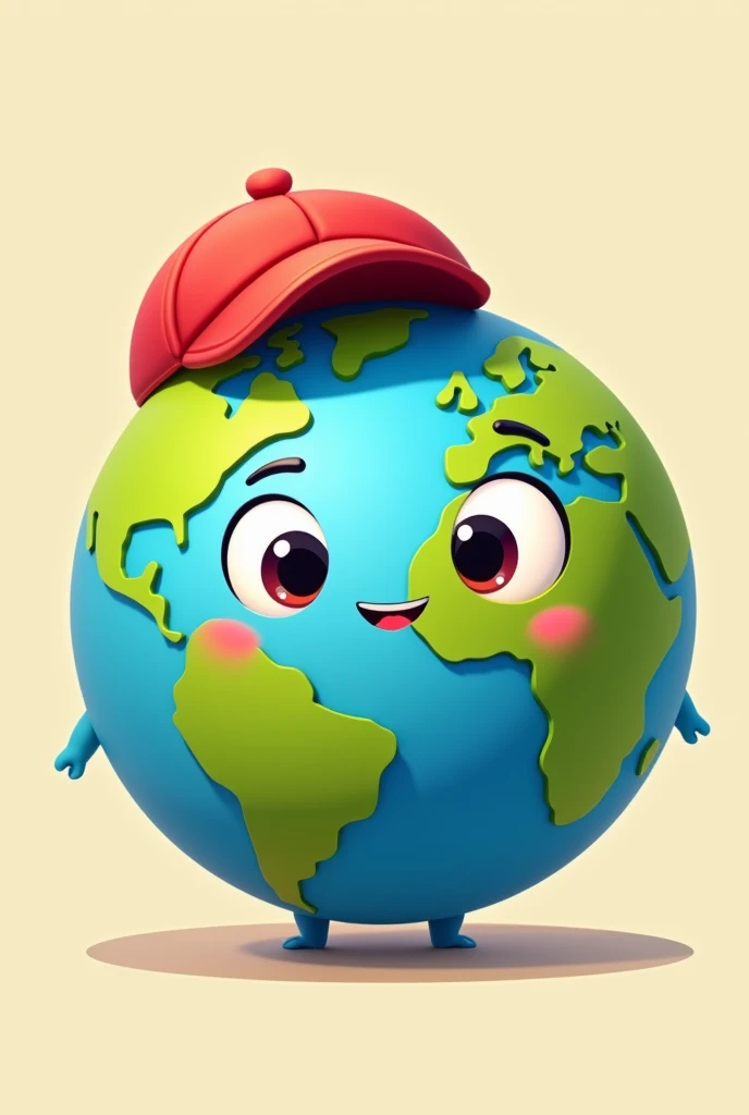 Smiling cartoonish  earth with red cap