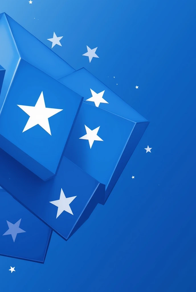  Blue flag with 5 white stars, arranged in cube ,  with no background or surrounding objects 