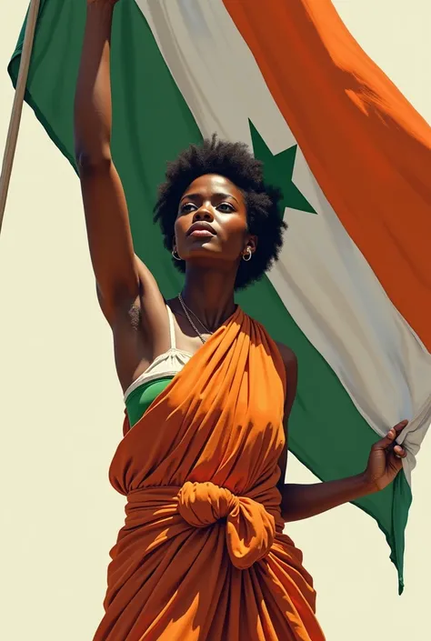 Une image dune femme qui tient le drapeau de la Cote-dIvoire 