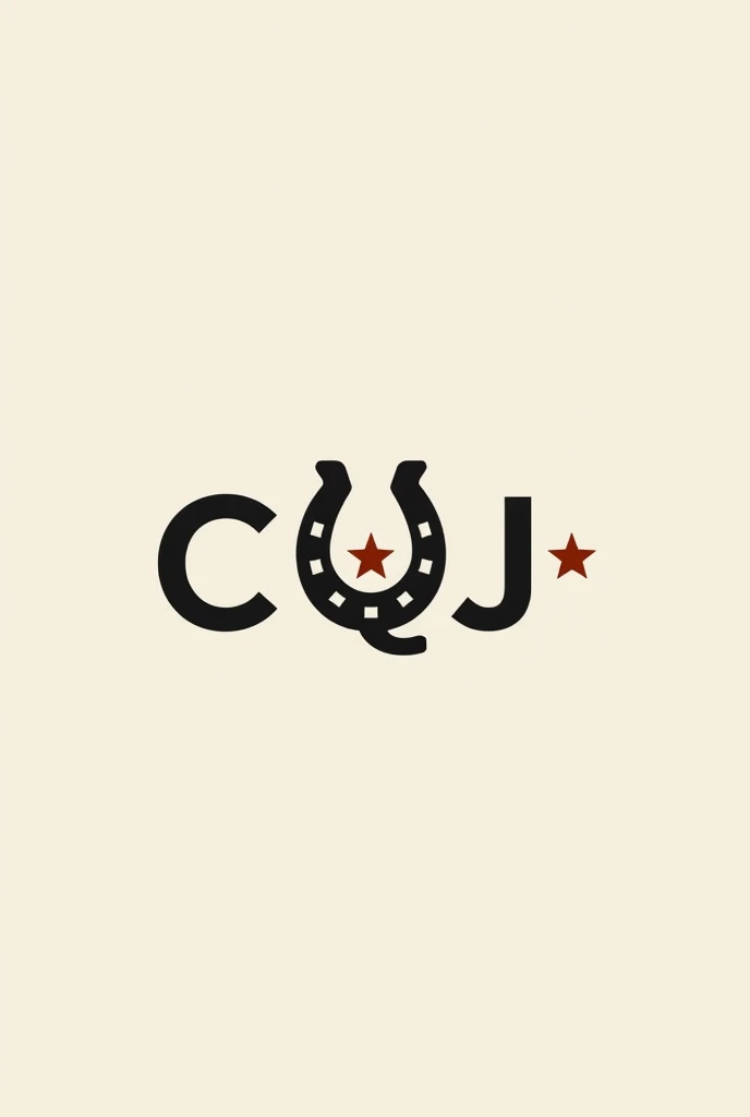  Create a logo for a livestock brand , that uses the initials CQJ , Make it simple but attractive ,  that has something related to livestock involved,  that has a horseshoe and stars.